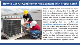 How to Get Air Conditioner Replacement with Proper Care?