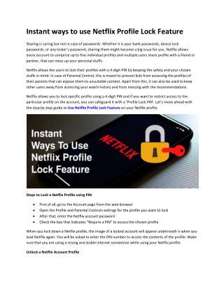 Instant ways to use Netflix Profile Lock Feature