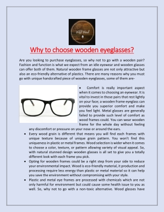 Why to choose wooden eyeglasses?
