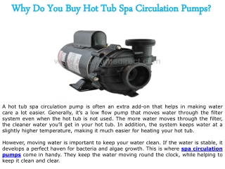 Why Do You Buy Hot Tub Spa Circulation Pumps