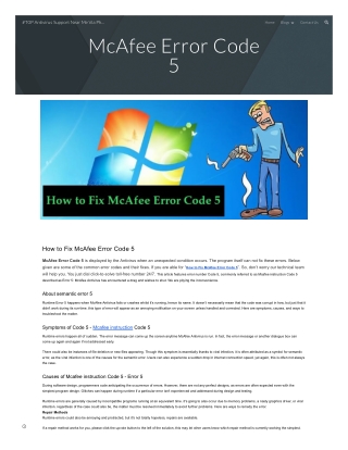 Call*Tech Support-How to Fix McAfee Error Code 5