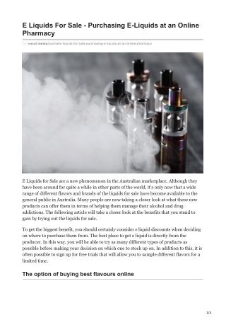 E Liquids For Sale - Purchasing E-Liquids at an Online Pharmacy