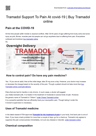 Tramadol Support To Pain At covid-19  Buy Tramadol online