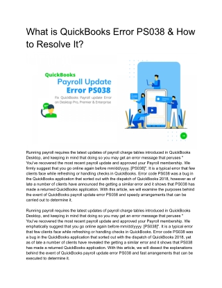 What is QuickBooks Error PS038 & How to Resolve It