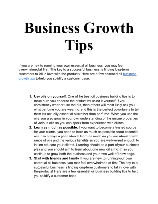 Business Growth Tips