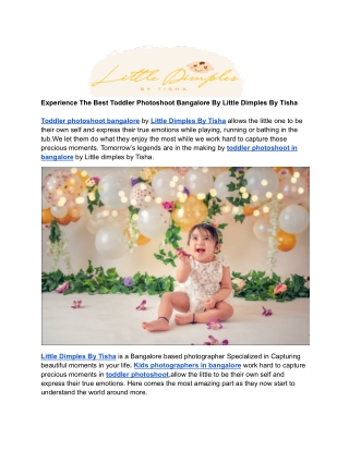Experience The Best Toddler Photoshoot Bangalore By Little Dimples By Tisha