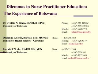 Dilemmas in Nurse Practitioner Education: The Experience of Botswana