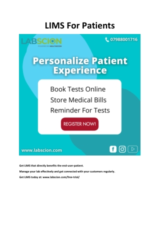 Labscion - LIMS For Patients