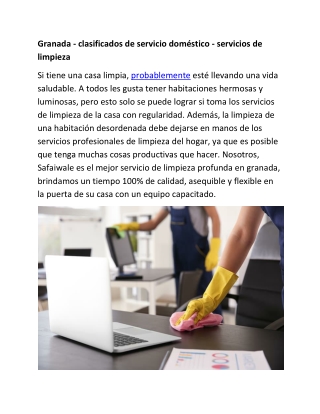 Granada - clasificados de servicio doméstico - servicios de limpieza