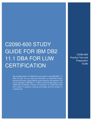 C2090-600 Study Guide for IBM DB2 11.1 DBA for LUW Certification PDF