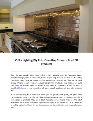 Volka Lighting Pty Ltd One-Stop Store to Buy LED Products