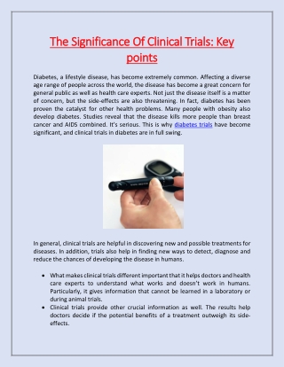 The Significance Of Clinical Trials: Key points