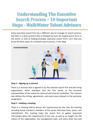 Understanding The Executive Search Process – 10 Important Steps - WalkWater Talent Advisors