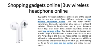 Shopping gadgets online | Buy wireless headphone online
