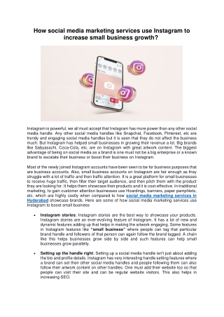How social media marketing services use Instagram to increase small business growth