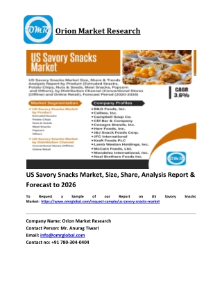 US Savory Snacks Market Size, Share and Forecast 2020-2026