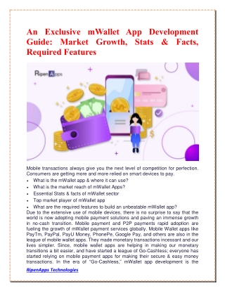 An Exclusive mWallet App Development Guide Market Growth, Stats & Facts, Required Features