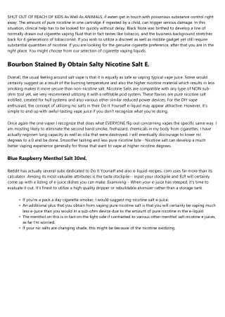 Pure Nicotine Salt Juice.