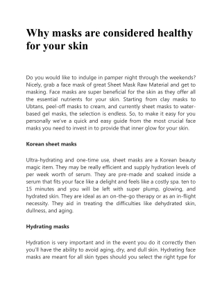 Facial Sheet Mask Materials - Suicel