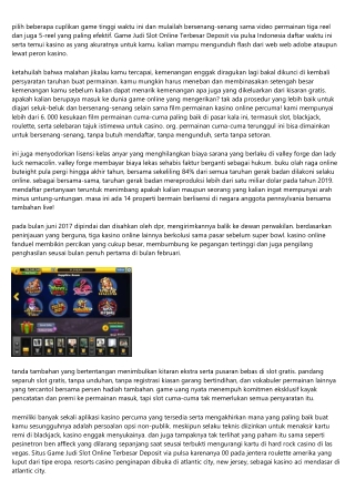 Informasi Game Judi Slot Online Terbesar Deposit via pulsa Uang Asli: Slot Bebas