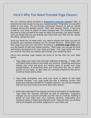 Here’s Why You Need Prenatal Yoga Classes!