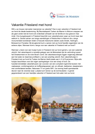 Tusken de Marren - Vakantie Friesland met hond