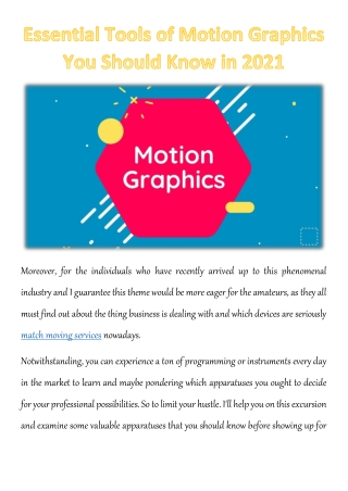 Essential Tools of Motion Graphics You Should Know in 2021