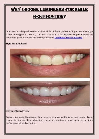 Why choose Lumineers for Smile Restoration