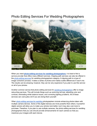 Photo Editing Services For Wedding Photographers