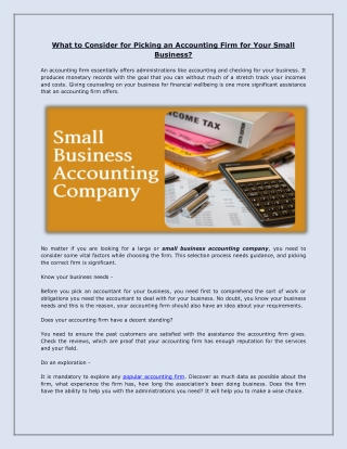 What to Consider for Picking an Accounting Firm for Your Small Business?