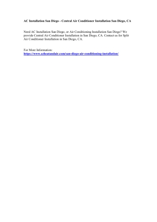 Central Air Conditioner Installation San Diego - Air Conditioning Installation S