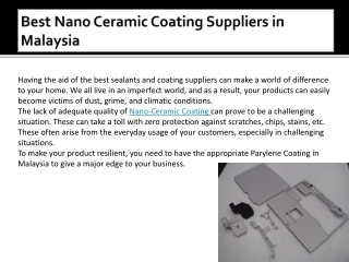Best Nano Ceramic Coating Supplier In Malaysia