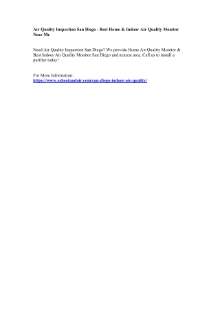 Air Quality Inspection San Diego - Best Home & Indoor Air Quality Monitor Near M