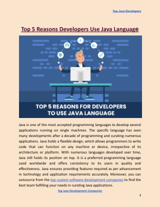 Top 5 Reasons Developers Use Java Language