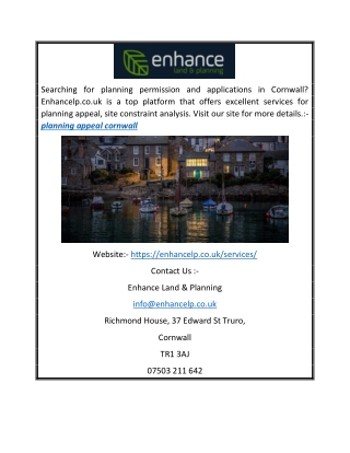 Planning Appeal Cornwall | Enhancelp.co.uk