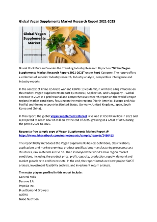 Global Vegan Supplements Market Research Report 2021-2025