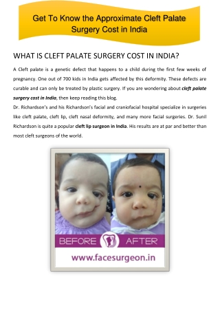 Get To Know The Approximate Cleft Palate Surgery Cost in India