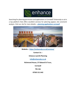 Planning Applications Cornwall | Enhancelp.co.uk