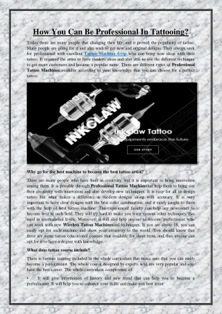 How You Can Be Professional In Tattooing