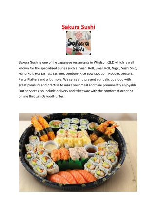 5% off - Sakura Sushi Japanese Restaurant Windsor, QLD