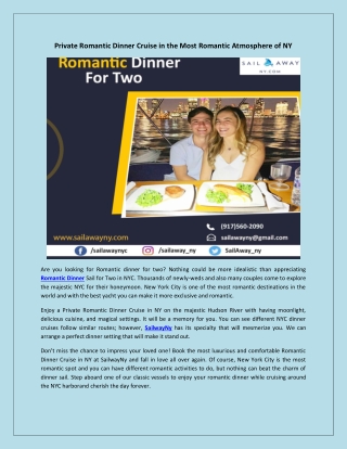 Private Romantic Dinner Cruise in the Most Romantic Atmosphere of NY
