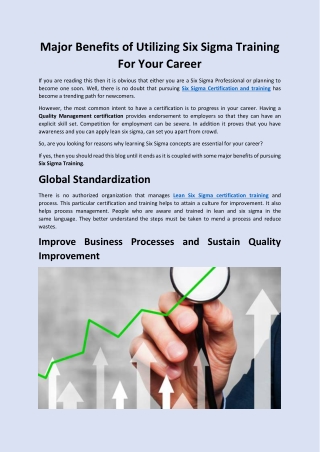 Major benefits of utilizing Six Sigma training for Your Career