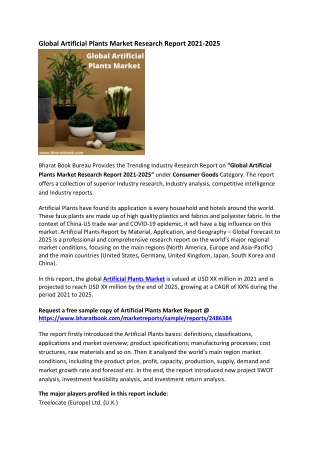 Global Artificial Plants Market Research Report 2021-2025