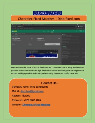 Cheerplex Fixed Matches  Dino-fixed.com