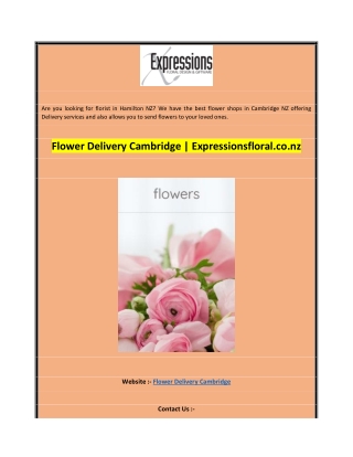 Flower Delivery Cambridge  Expressionsfloral.co.nz