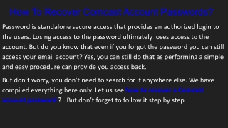 How To Recover Comcast Account Passwords?