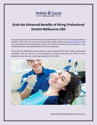 Grab the Enhanced Benefits of Hiring Professional Dentist Melbourne CBD