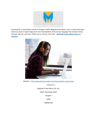 Advanced Transcription Service in Gurgaon | Magnatetranscription.com