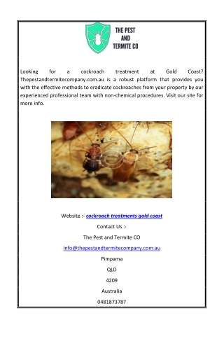 Cockroach Treatments Gold Coast | Thepestandtermitecompany.com.au