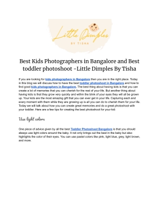 Best kids photographers in Bangalore and Best toddler photoshoot -LittleDimples By Tisha